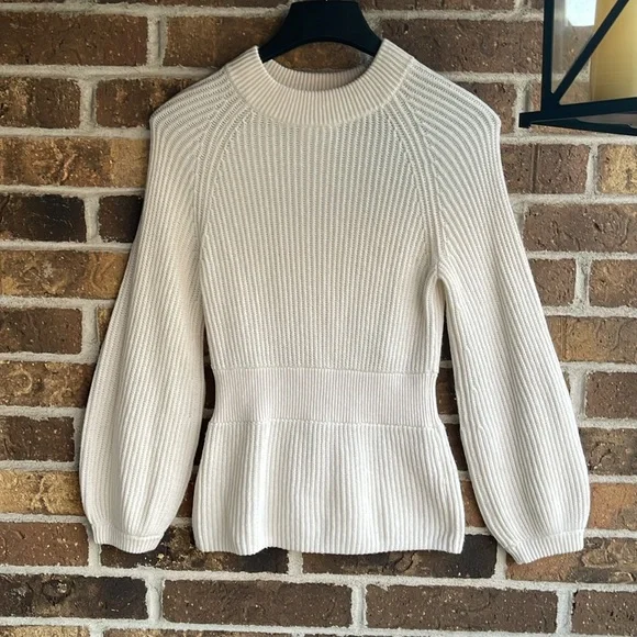 CLUB MONACO White Tinna Balloon Wool Alpaca Sleeve Sweater - Picture 6 of 9
